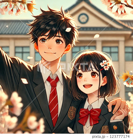桜舞う卒業式 桜舞う卒業式 123777174