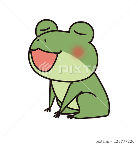 横を向いて歌っている蛙 123777220