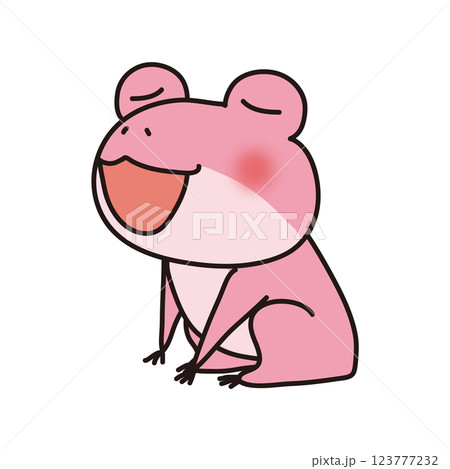 横を向いて歌っているピンクの蛙 123777232