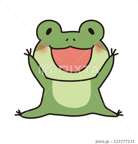 両手両足を広げてジャンプしている蛙 両手両足を広げてジャンプしている蛙 123777233