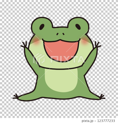 両手両足を広げてジャンプしている蛙 両手両足を広げてジャンプしている蛙 123777233