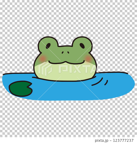 水の中から顔を出している蛙 123777237