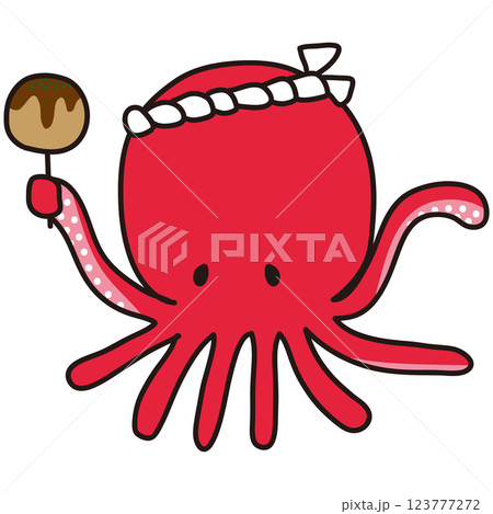 たこ焼きを持っているタコ 123777272