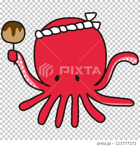 たこ焼きを持っているタコ 123777272