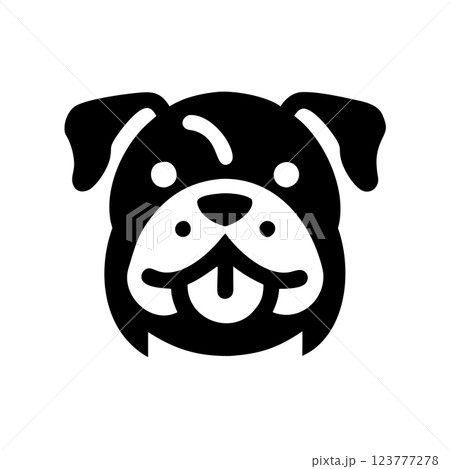 Happy Bulldog Mascot Silhouette Vector Icon Fierce Logo Design for T-Shirt, Sports Teams, and Bold Branding  123777278