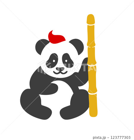 Cute Panda with Sugarcane Icon - Perfect Wildlife Symbol for T-Shirts, Kids Products, and Branding 123777303