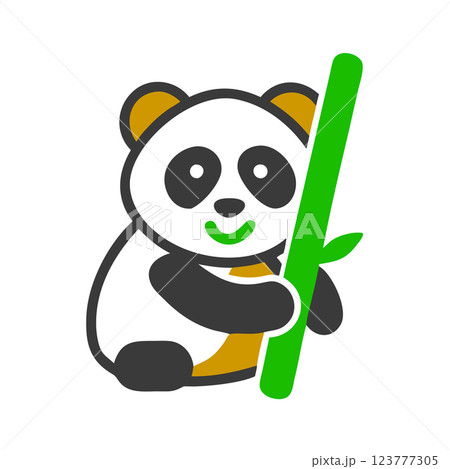Cute Panda with Sugarcane Icon - Perfect Wildlife Symbol for T-Shirts, Kids Products, and Branding 123777305