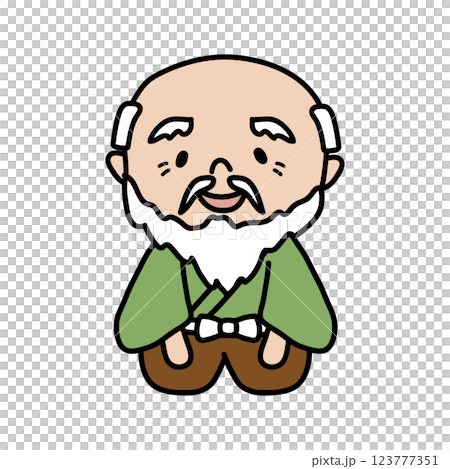 Bearded old man with hands on knees 123777351
