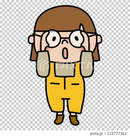 A person with glasses touching their glasses 123777362