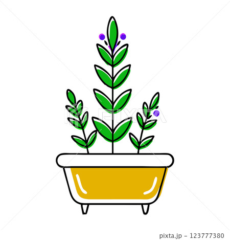 Lavender Plant in Pot Icon Simple Floral Illustration for Wellness, Gardening, and Home Decor  123777380