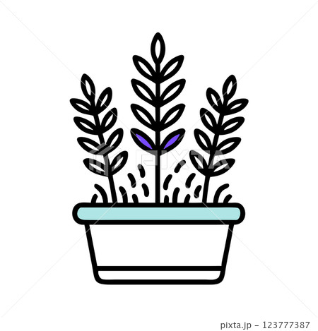 Lavender Plant in Pot Icon Simple Floral Illustration for Wellness, Gardening, and Home Decor  Lavender Plant in Pot Icon Simple Floral Illustration for Wellness, Gardening, and Home Decor  123777387
