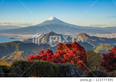 絶景 雪がともった富士山 絶景 雪がともった富士山 123777395