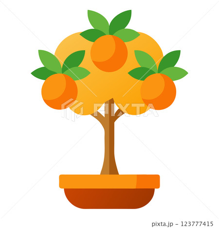 Orange Tree Icon Minimalist Citrus Illustration for Eco Friendly Branding and Organic Product Design 123777415