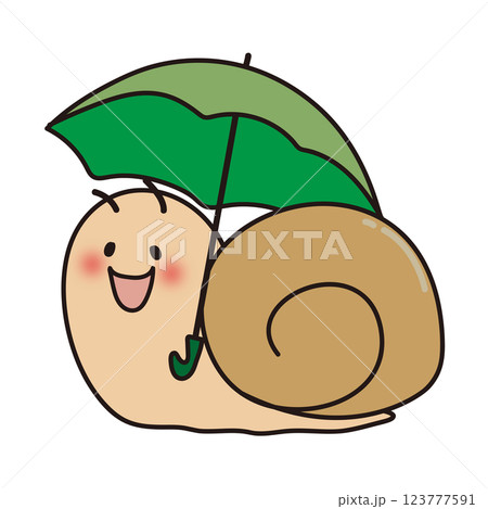 傘をさすほっぺの赤いかたつむり 123777591