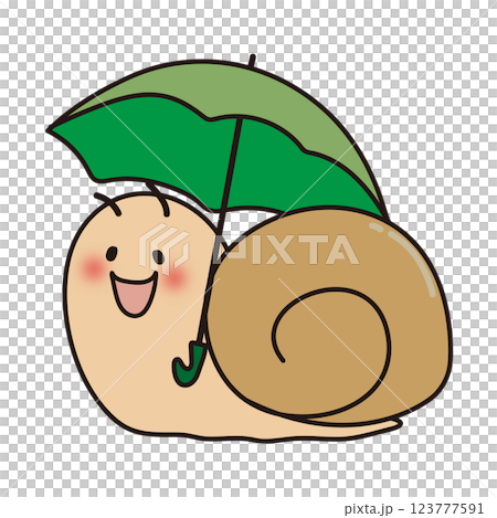 傘をさすほっぺの赤いかたつむり 123777591