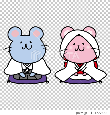 ねずみの和装の結婚式2 123777658