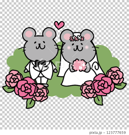 バラに囲まれたねずみの結婚式 123777659
