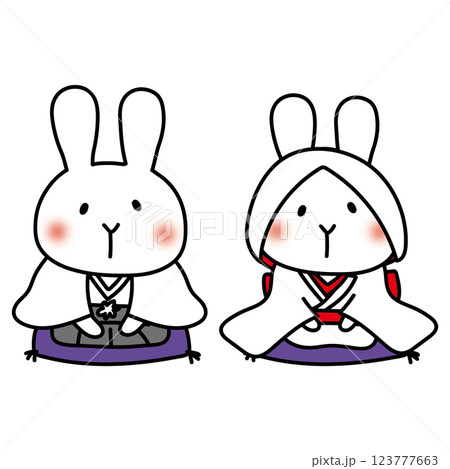 白いうさぎの和装の結婚式 白いうさぎの和装の結婚式 123777663