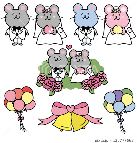 ネズミの結婚式セット 123777665