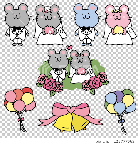 ネズミの結婚式セット 123777665