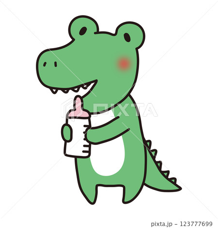 ミルクを飲む赤ちゃんワニ 123777699