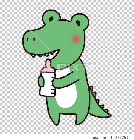 ミルクを飲む赤ちゃんワニ 123777699