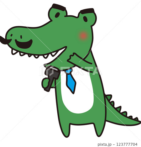 髭を剃るお父さんワニ 123777704