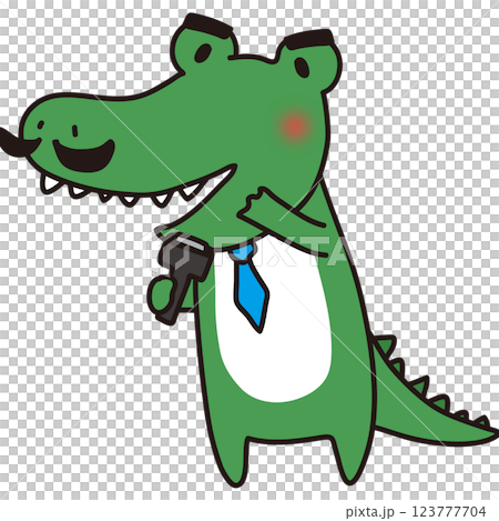 髭を剃るお父さんワニ 123777704