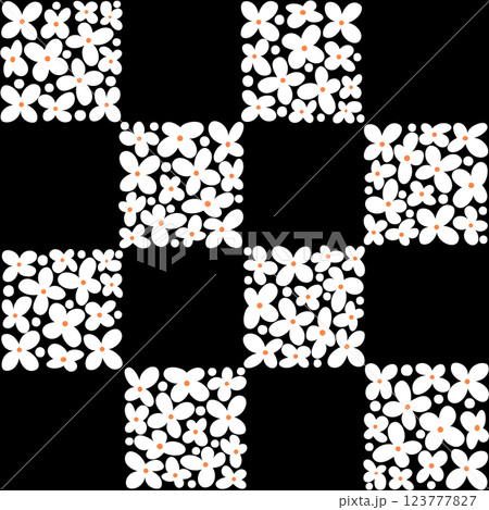 抽象的に可愛くシンプルに描いた花素材集, 123777827