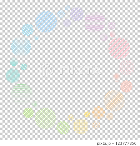 Colorful dot and stripe pattern circle ring frame 123777850