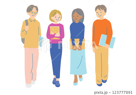 キャンパスライフを楽しむ様々な国籍の大学生 123777891