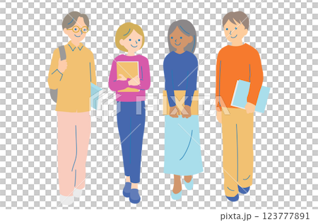 キャンパスライフを楽しむ様々な国籍の大学生 123777891