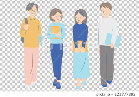 キャンパスライフを楽しむ男女の大学生 123777892