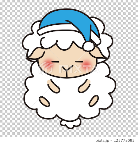 Sleeping red-cheeked sheep 123778093