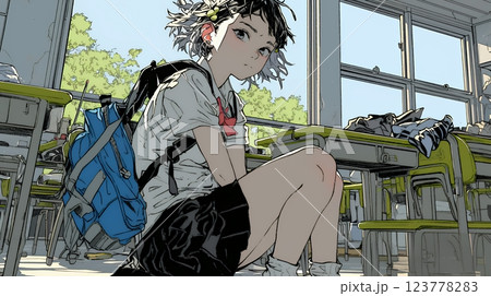 学校でイジメられ、気落ちしている女子高生 123778283