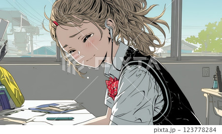 学校でイジメられ、気落ちしている女子高生