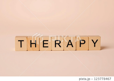 Text therapy on wooden cubes 123778467