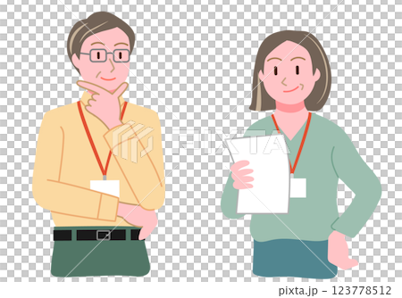 Middle-aged men and women working in office casual wear 123778512