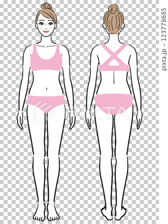 女人的整個身體,正面和背面視圖集 女人的整個身體,正面和背面視圖集 123778685