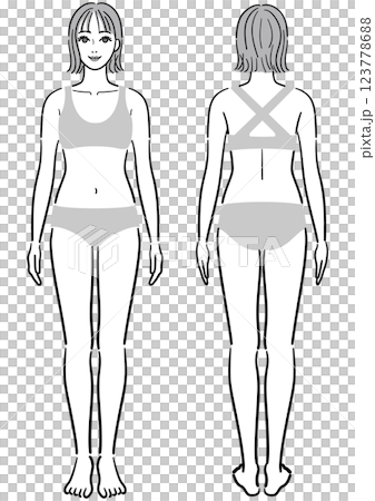 女人的整個身體,正面和背面視圖集 女人的整個身體,正面和背面視圖集 123778688