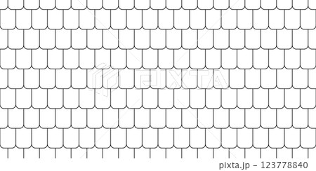 Shingles roof seamless pattern. House roof tile texture. Geometric shape design. Metal construction grid. Fish scales. Vector illustration isolated on white background Shingles roof seamless pattern. House roof tile texture. Geometric shape design. Metal construction grid. Fish scales. Vector illustration isolated on white background 123778840