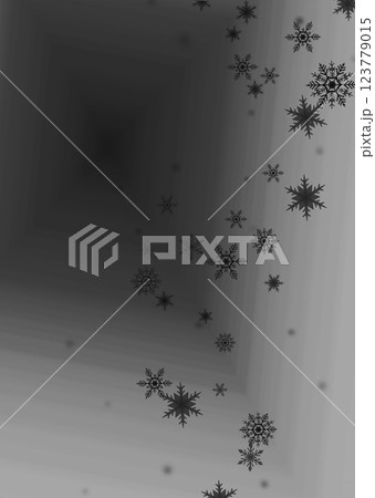 キラキラ銀色の背景と舞い落ちる雪の結晶のモノトーンのイラストイラスト 123779015