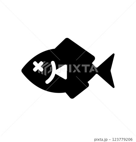 目がバツマークになった魚のアイコンイラスト 123779206