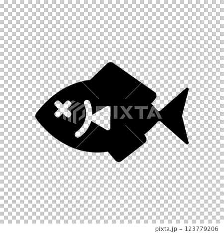 目がバツマークになった魚のアイコンイラスト 123779206