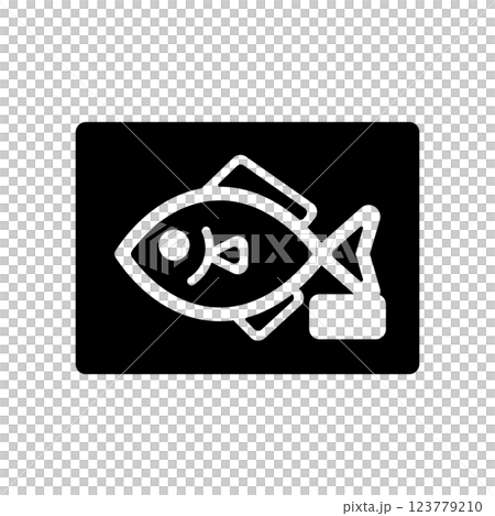 トレイに入った魚のアイコンイラスト 123779210
