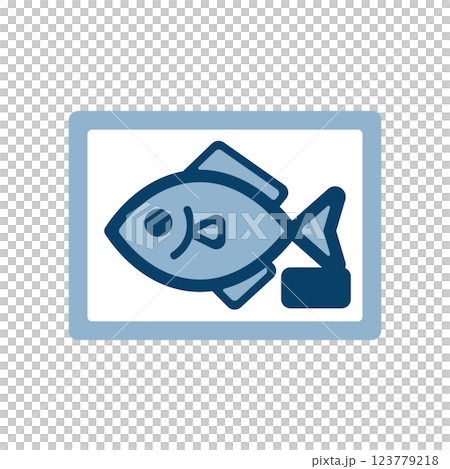 Icon illustration of fish in a tray 123779218
