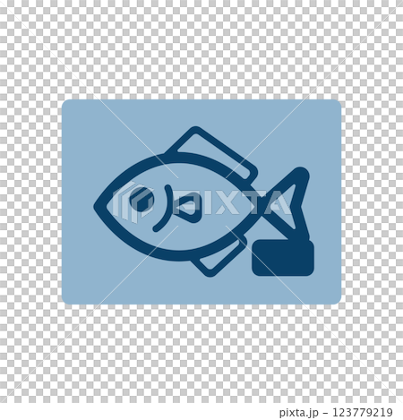 Icon illustration of fish in a tray 123779219