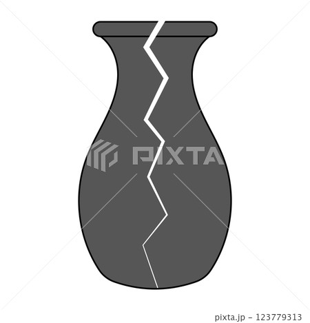Broken vase with jagged crack, Shattered Vase Symbolizing Fragility Broken vase with jagged crack, Shattered Vase Symbolizing Fragility 123779313