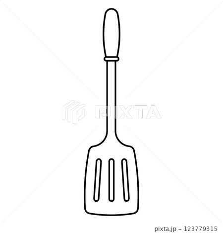 Gourmet Slotted Spatula Masterpiece in Black Line Art 123779315