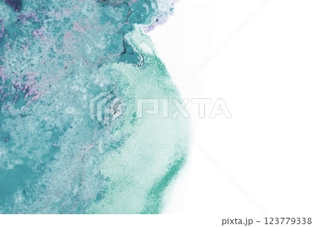 綺麗な青の水彩風フレーム 123779338